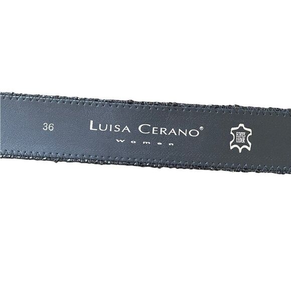 𝅺LUISA CERANO Italy Snakeskin Leather Belt Cream Black 36 EU - Picture 14 of 14